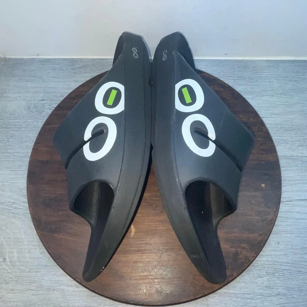 OOFOS Slides Recovery Sport Unisex Black-White US Men’s Size 12 Casual Sandals